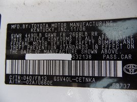 2007 TOYOTA CAMRY LE WHITE 3.5L AT Z19506